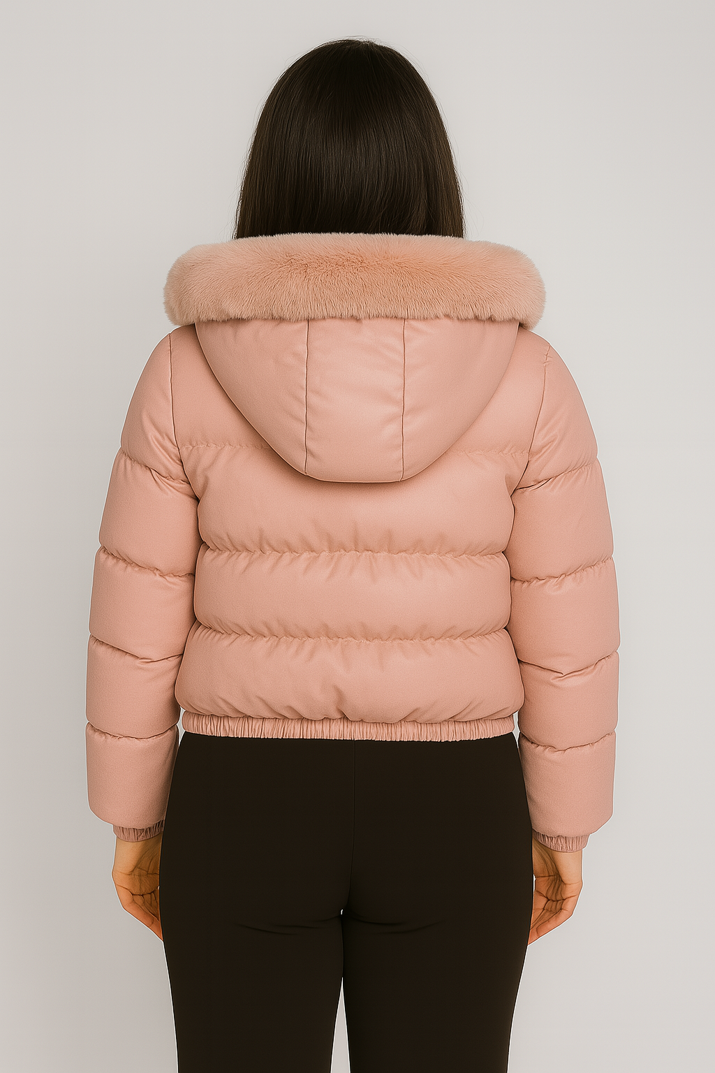 Jaqueta Puffer Peluciada de Couro - Lunara