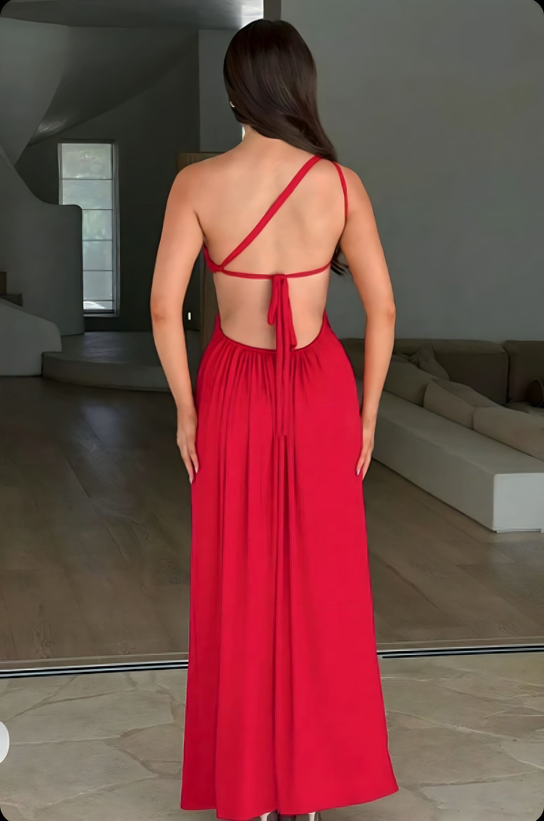 Vestido Longo Ombro Único com Fenda - Lunara
