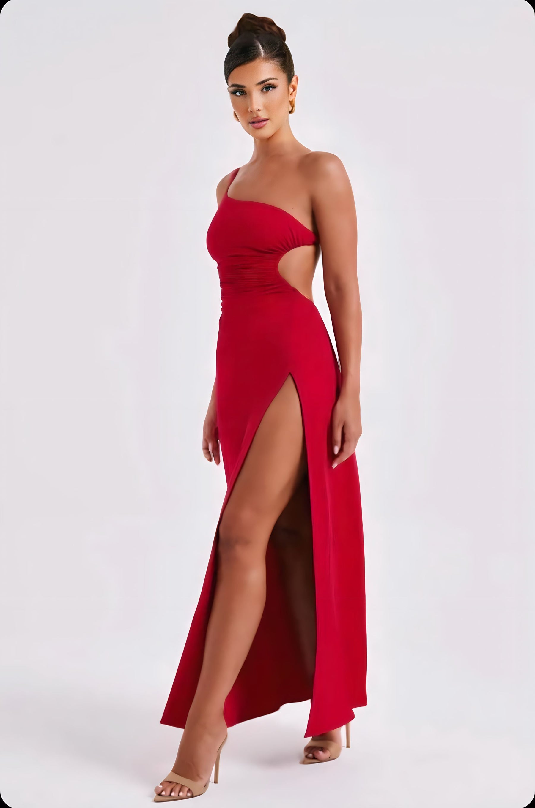 Vestido Longo Ombro Único com Fenda - Lunara