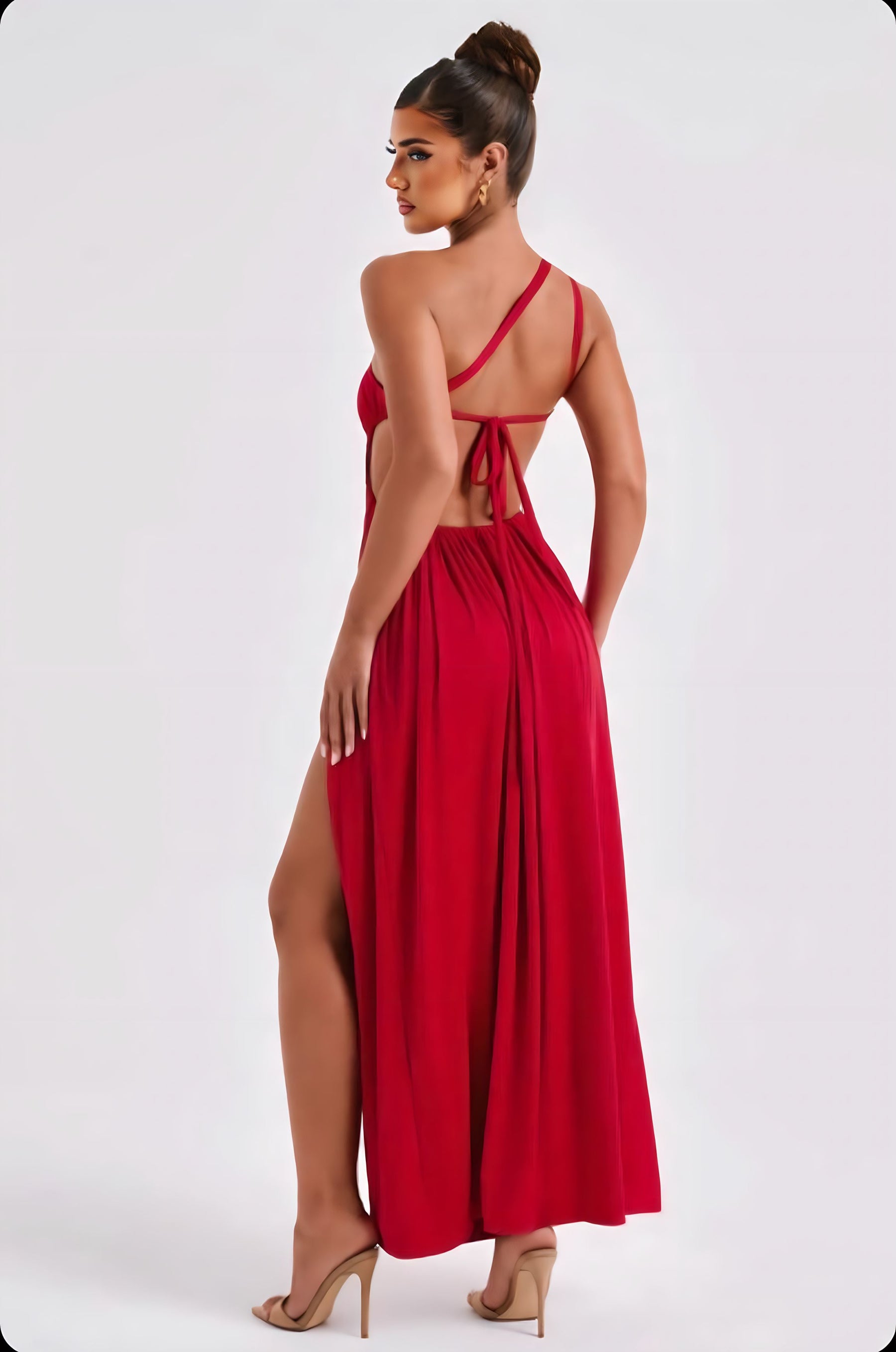 Vestido Longo Ombro Único com Fenda - Lunara