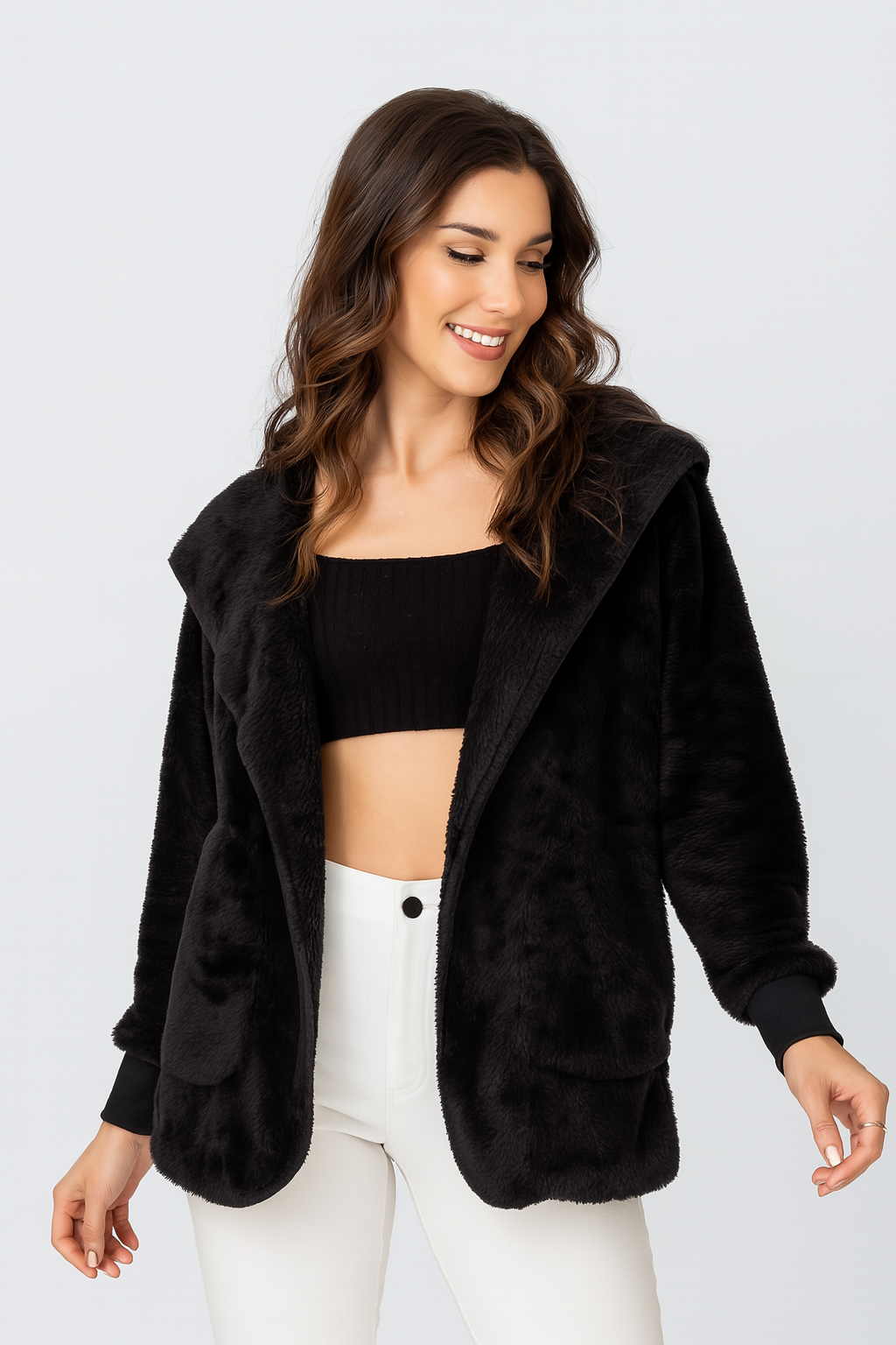 Casaco Teddy com Gorro - Lunara