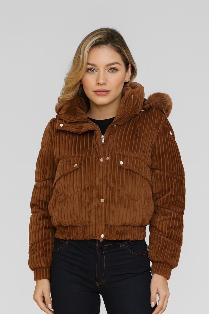 Jaqueta Puffer Forrada Gorro Removível - Lunara