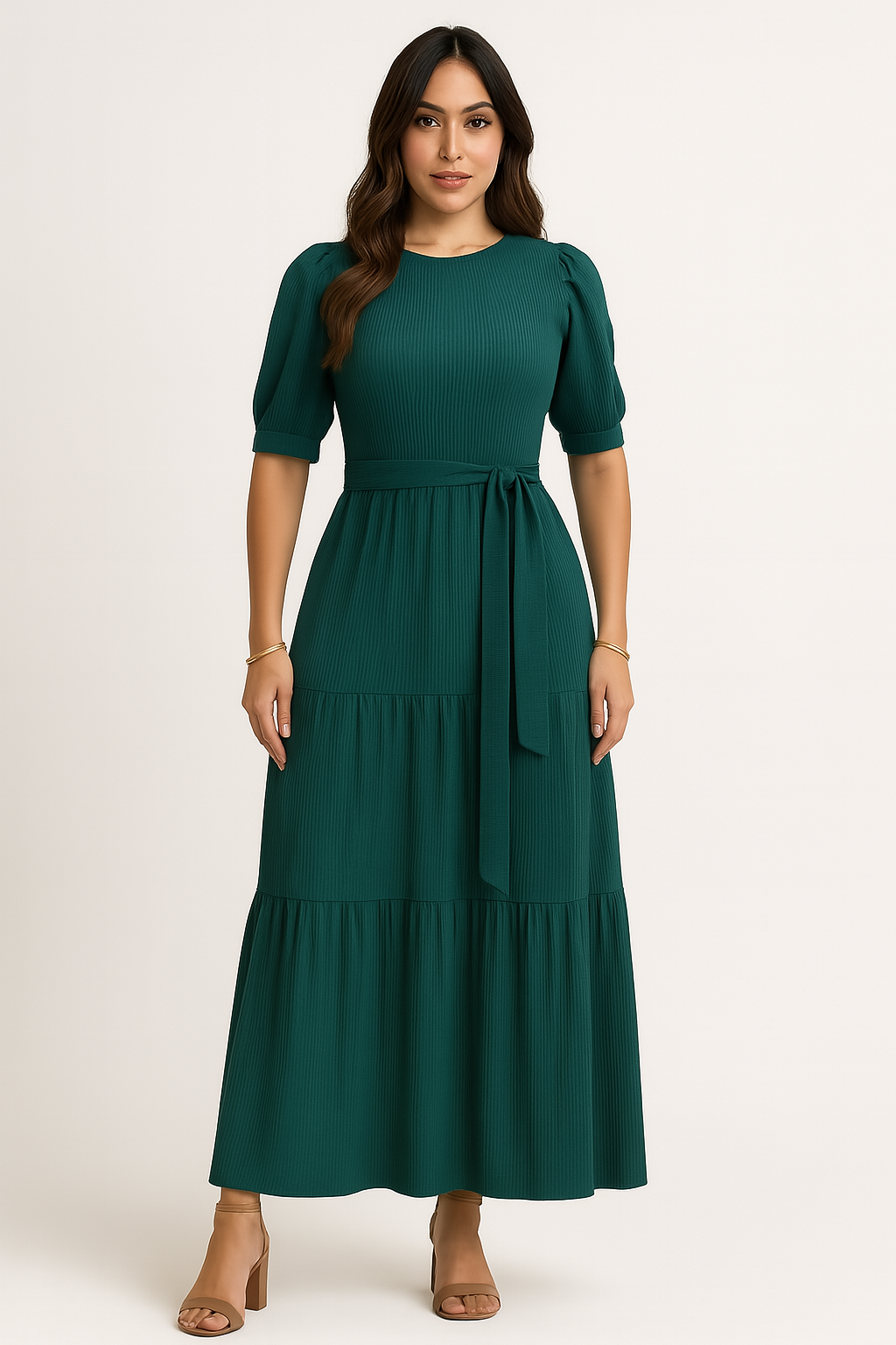 Vestido Longo Canelado Fluido - Lunara