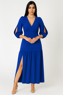 Vestido Longo Fenda Lateral Manga Longa - Lunara