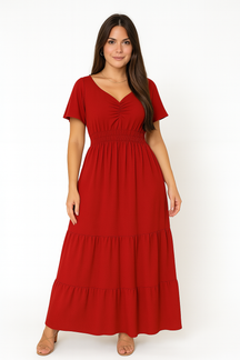 Vestido Longo Com Babado Nas Mangas - Lunara