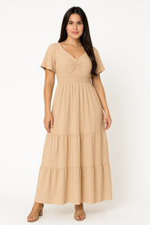 Vestido Longo Com Babado Nas Mangas - Lunara