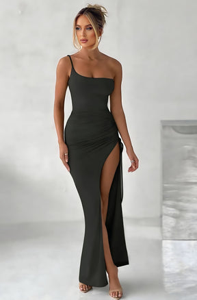 Vestido Longo Ombro Único com Fenda - Lunara