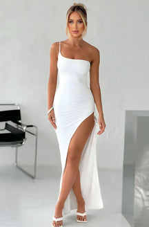 Vestido Longo Ombro Único com Fenda - Lunara