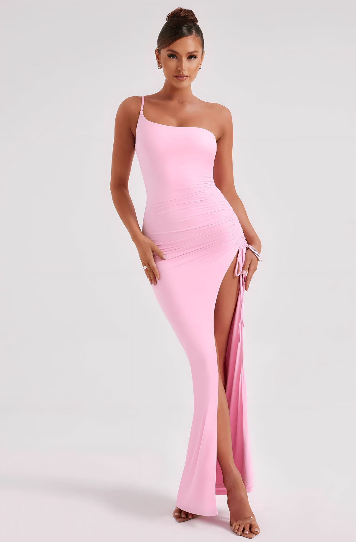 Vestido Longo Ombro Único com Fenda - Lunara